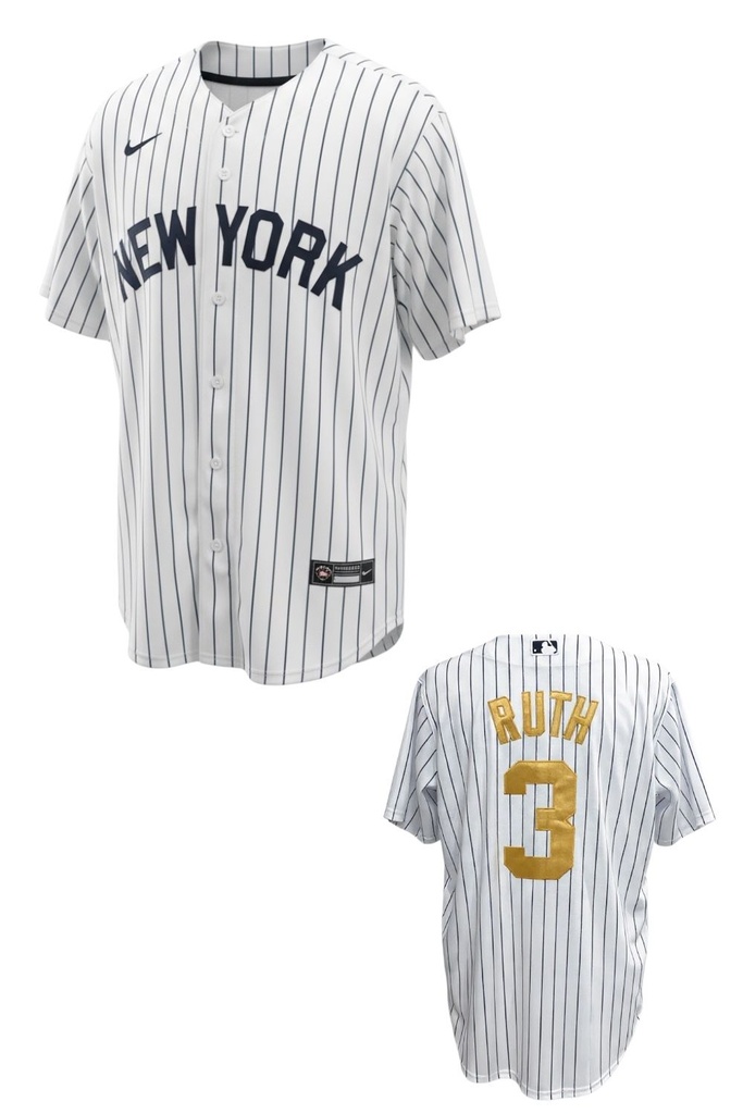 CAMISETA EQUIPO MLB YANKEES RAYADA CELESTE NUMERO 3