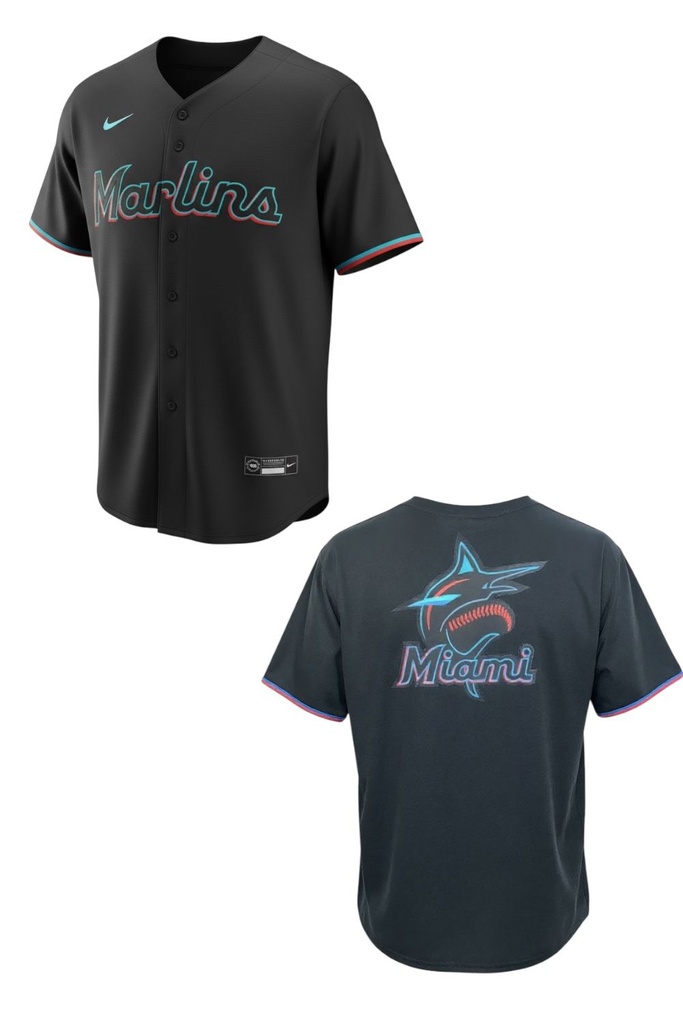 CAMISETA EQUIPO MLB MARLINS NEGRA