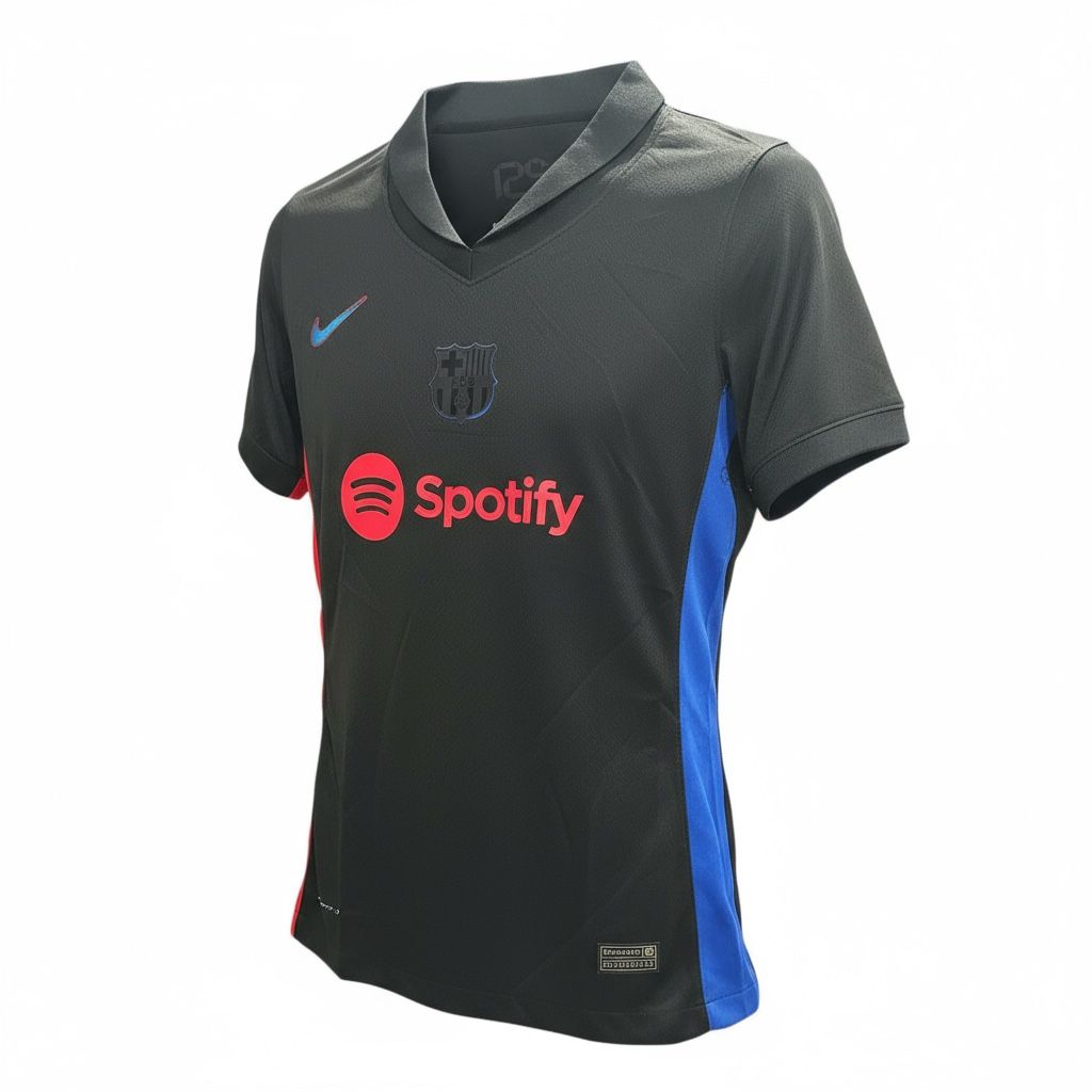 CAMISETA CUELLO REDONDO EQUIPO SOCCER BARCELONA VERSION JUGADOR  NEGRA SPOTIFY ROJO HOMBRE