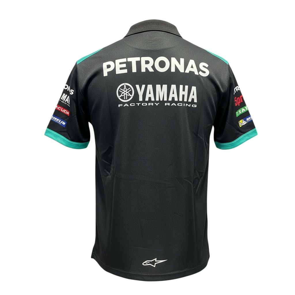 CAMISETA F1 MERCEDES AMG PETRONAS SPORT BOTON BLANCO Y NEGRO COLOR NEGRO