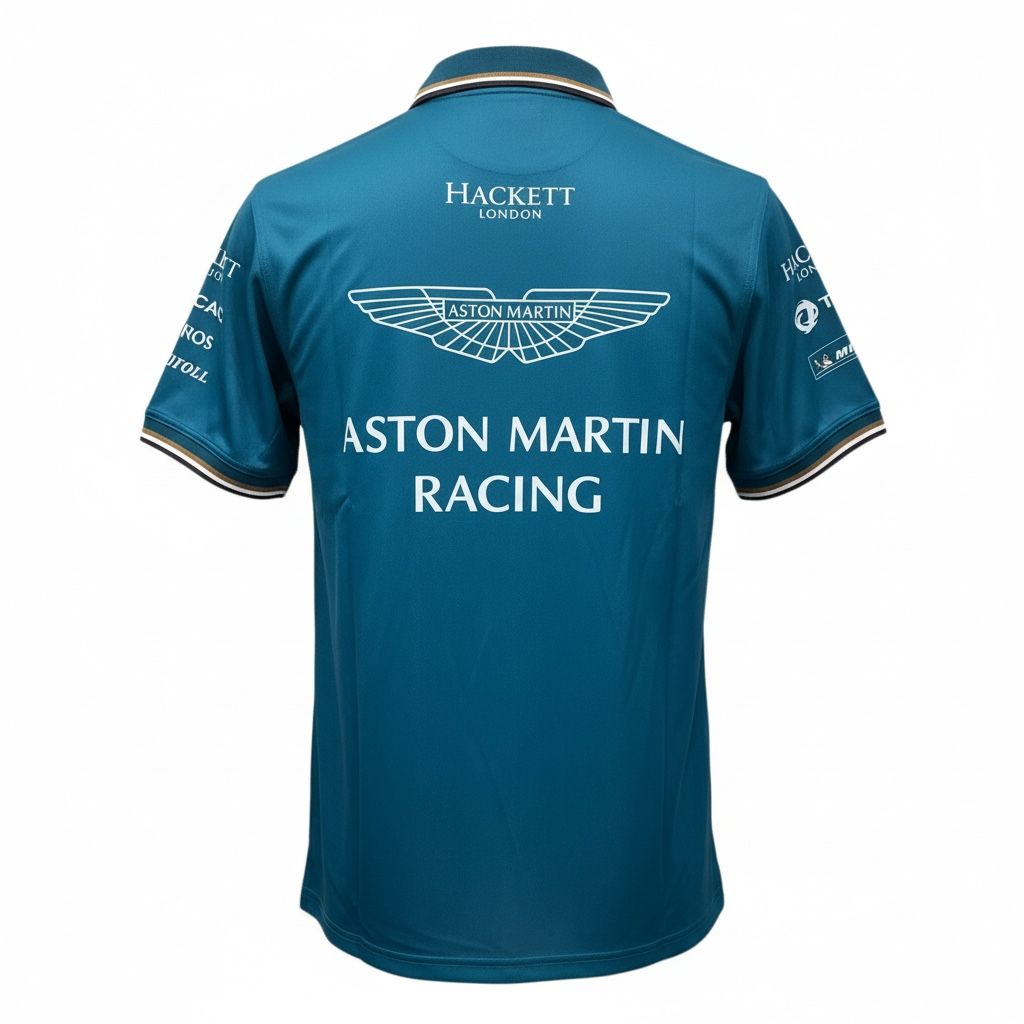 CAMISETA F1 SPORT ASTON MARTIN COLOR AQUA CON PESTAÑA DE BOSS FLUORECENTE