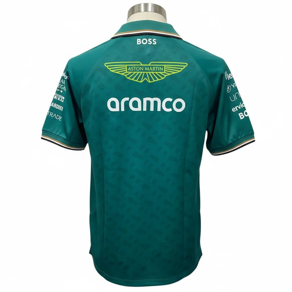 CAMISETA F1 SPORT ASTON MARTIN COLOR VERDE ZIPPER NEGRO DE BOSS