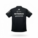 CAMISETA F1 SPORT ADIDAS LOGO MERCEDES COLOR NEGRA MANGA CORTA  RAYAS BLANCAS  EN HOMBROS