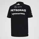 CAMISETA FORMULA 1 ADIDAS  CUELLO REDONDO COLOR NEGRO MANGA CORTA CON FRANJAS BLANCAS