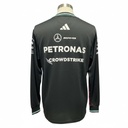 CAMISETA F1 ADIDAS CUELLO V COLOR NEGRA MANGA LARGA CON RAYAS VERDES Y BLANCAS