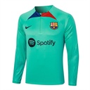 SET DEPORTIVO MANGA LARGA EQUIPO BERCELONA  COLOR VERDE MENTA CON FRANJA AZUL Y ROJA EN FRENTE