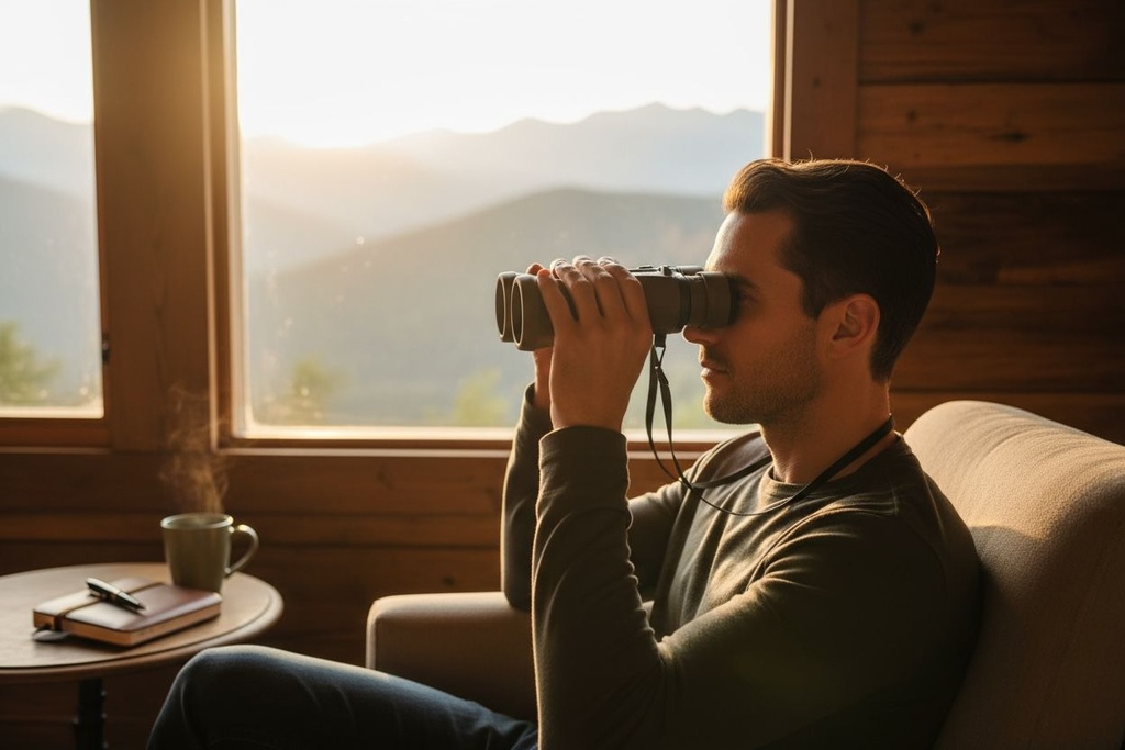 BINOCULARES ACERO DE PLASTICO 19.5*18CM COLOR CAFE