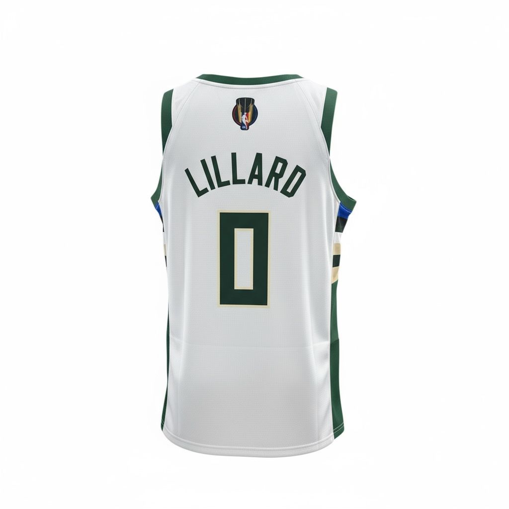 CAMISETA EQUIPO NBA BUCKS BLANCA NUMERO 0