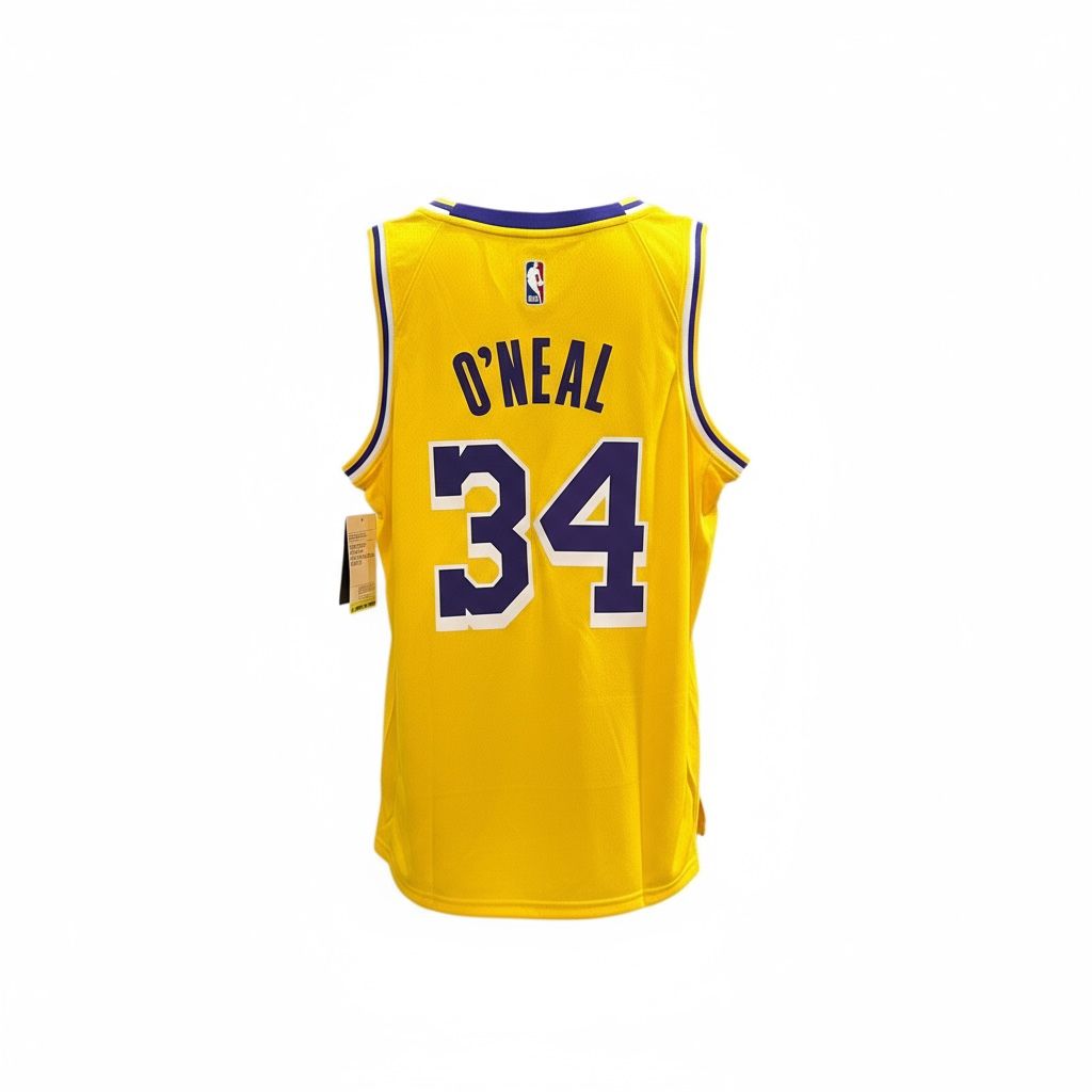 CAMISETA EQUIPO NBA LAKERS AMARILLO NUMERO 34