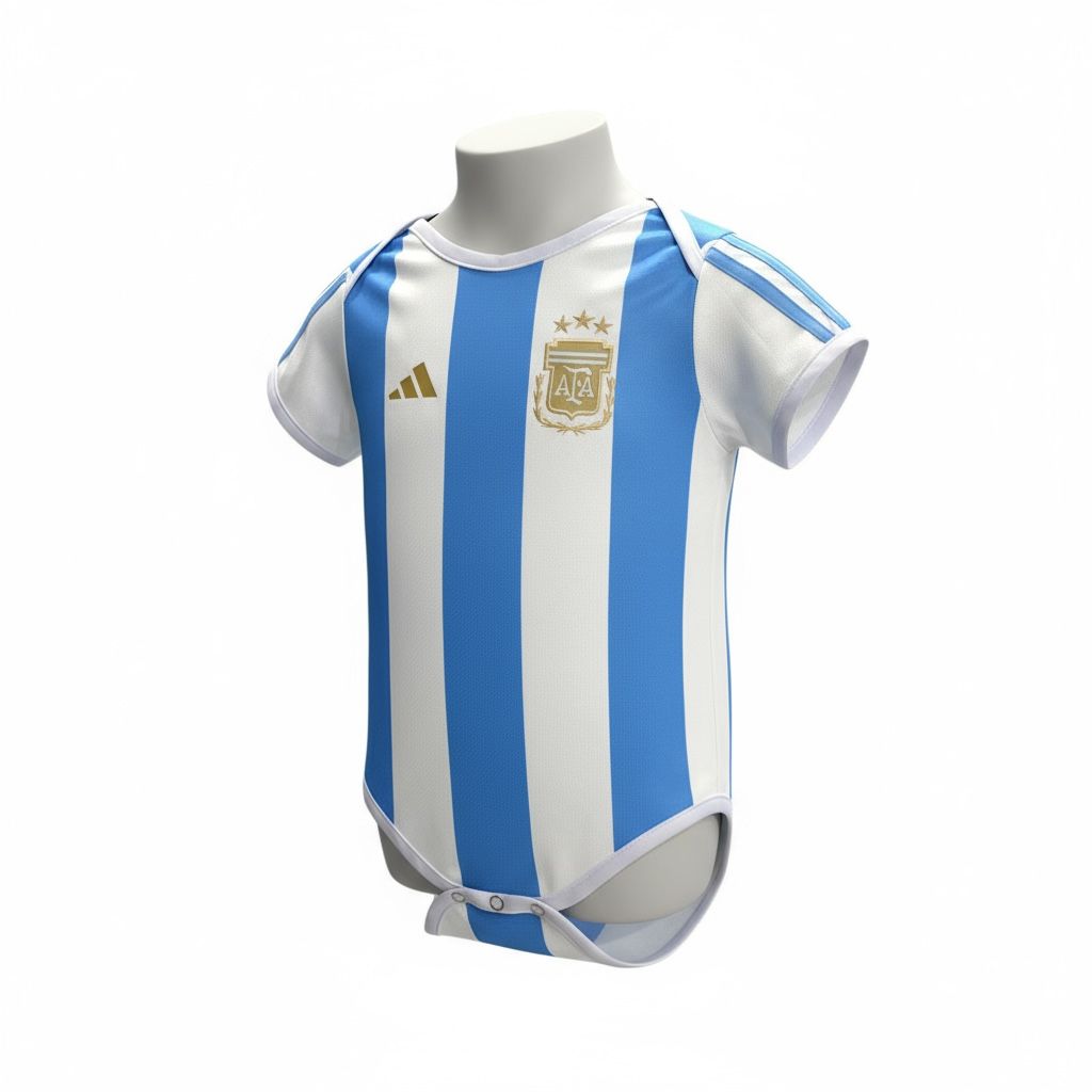 MAMELUCO CUELLO REDONDO EQUIPO SOCCER ARGENTINA BLANCA Y CELESTE BEBÉ