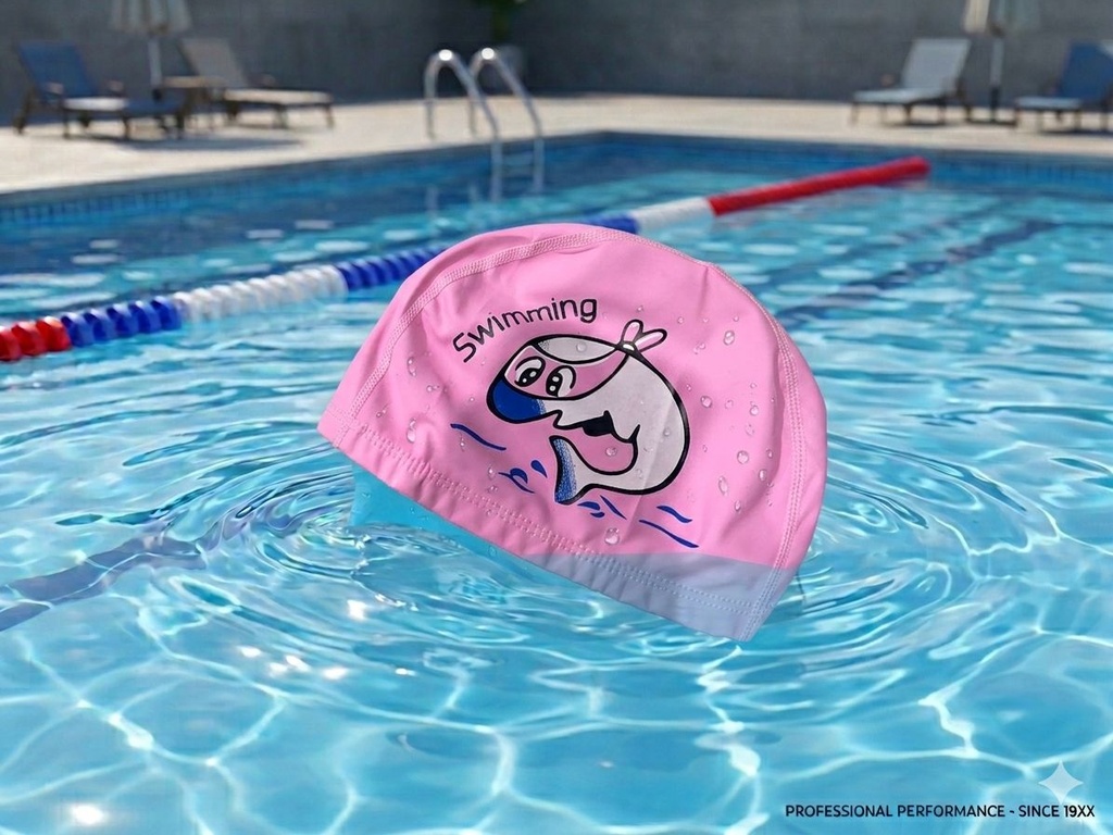 GORROS DE NATACION CON DIBUJO COLOR ROSADO 
