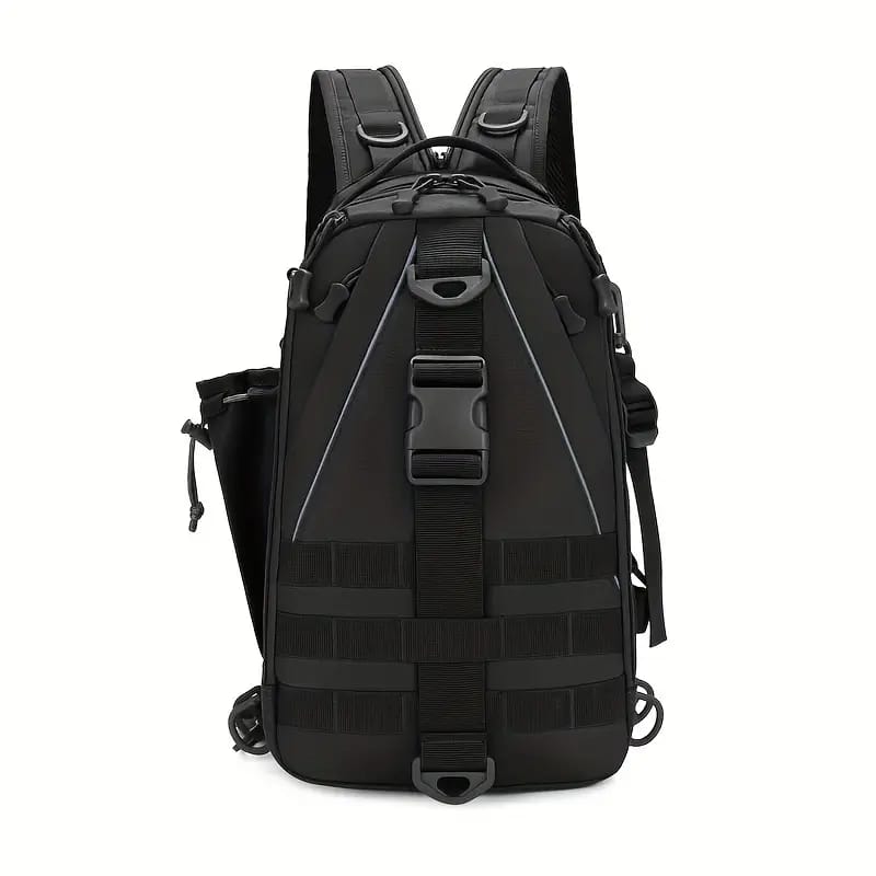 MOCHILA DE PESCA PEQUEÑA DOBLE HOMBRO COLOR NEGRO