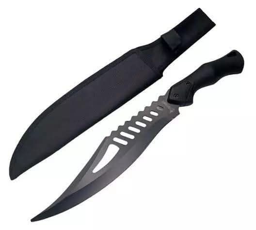 CUCHILLO GANRUI MANGO NEGRO HOJA C/AGUJEROS OBALADOS MODELO:GRFT 012