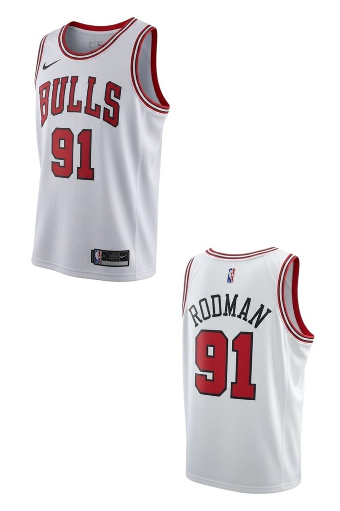 CAMISETA EQUIPO NBA BULLS BLANCA NUMERO 91