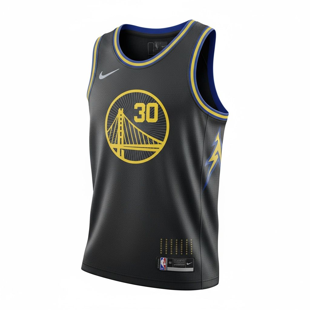 CAMISETA EQUIPO NBA WARRIORS NEGRA NUMERO 30