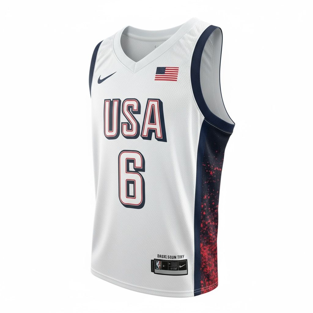 CAMISETA EQUIPO NBA USA BLANCA NUMERO 6