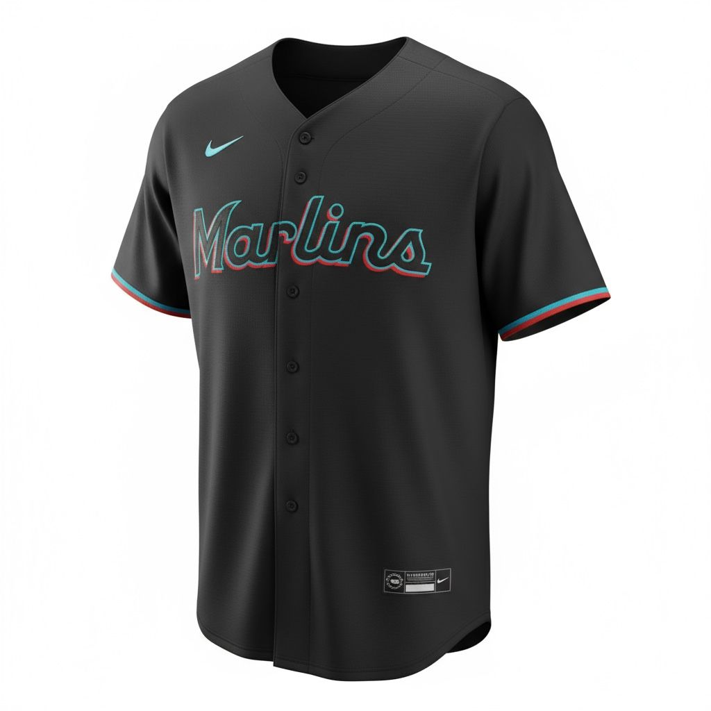 CAMISETA EQUIPO MLB MARLINS NEGRA