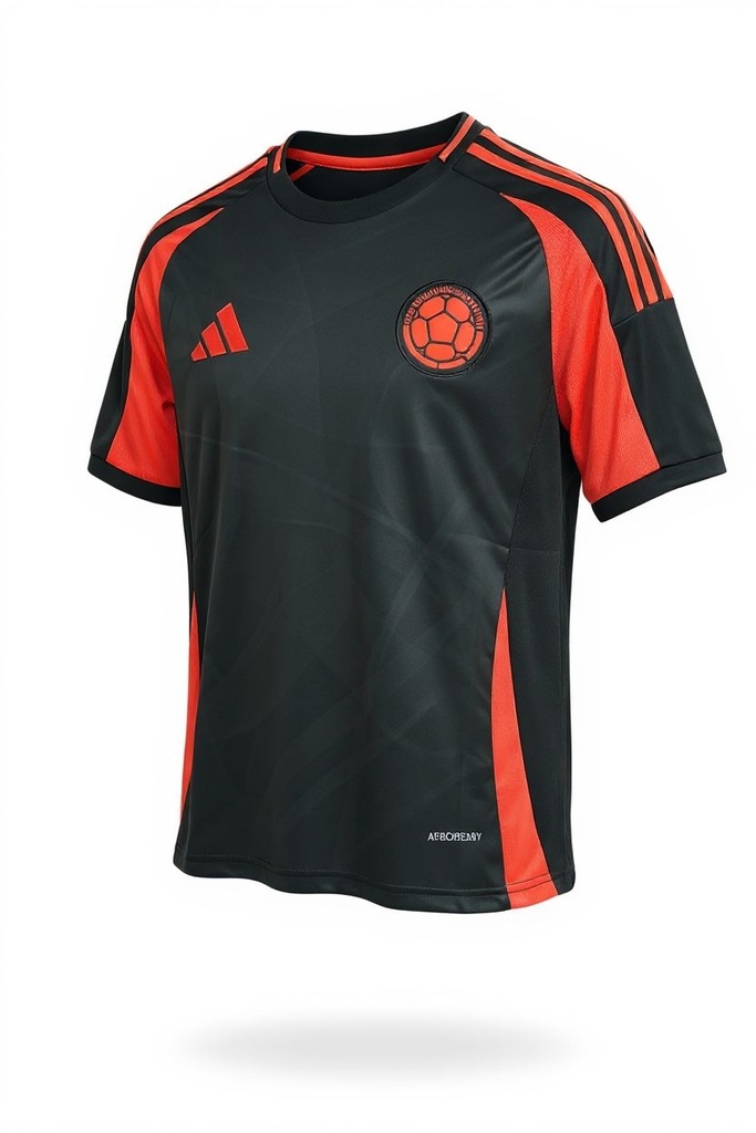 CAMISETA CUELLO REDONDO EQUIPO SOCCER COLOMBIA NEGRA HOMBRE