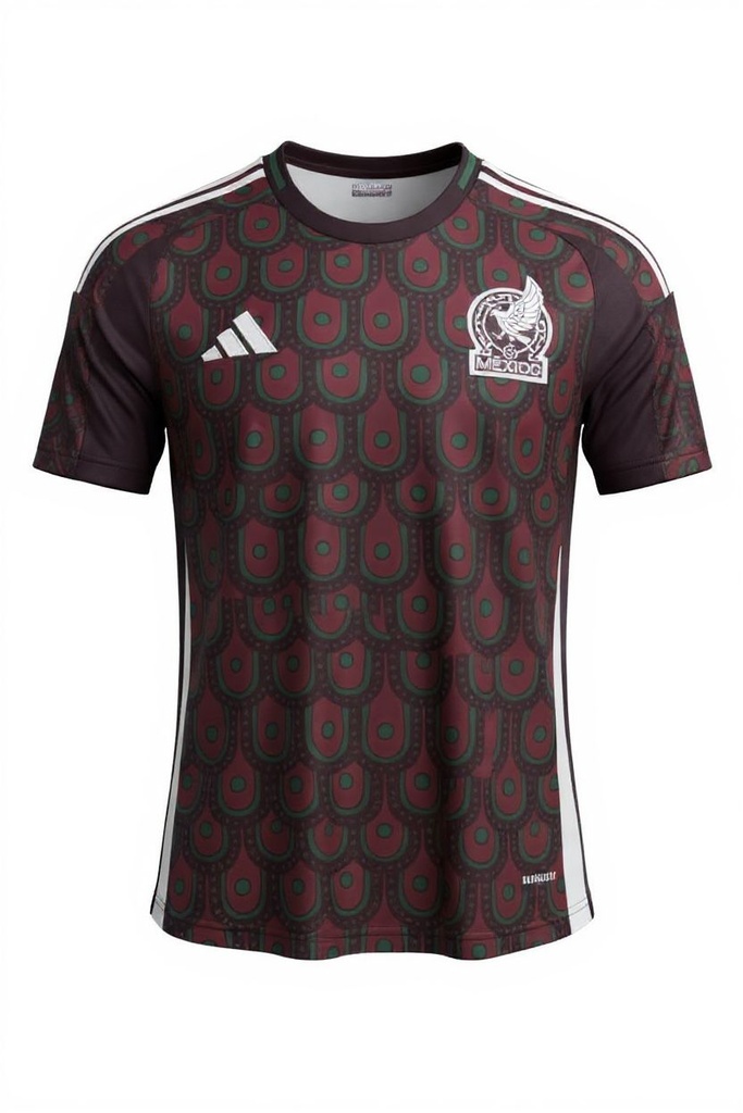 CAMISETA CUELLO REDONDO EQUIPO SOCCER MEXICO OCRE Y VERDE HOMBRE