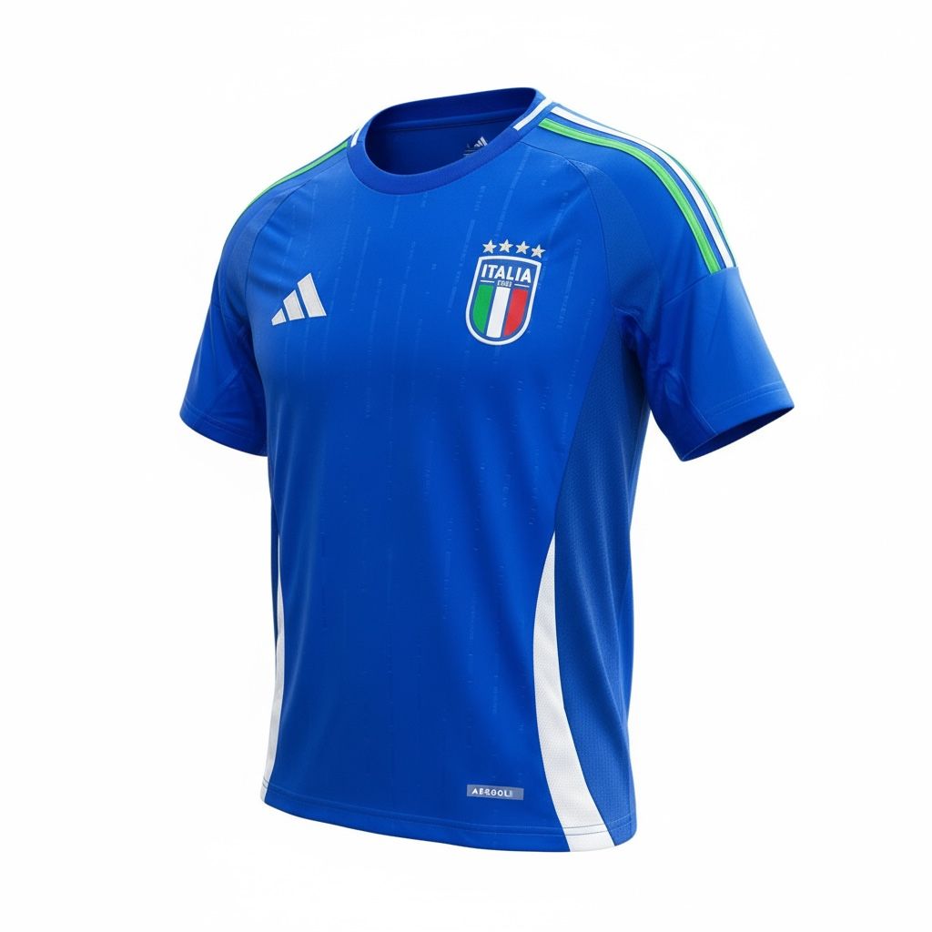 CAMISETA CUELLO REDONDO EQUIPO SOCCER ITALIA AZUL HOMBRE