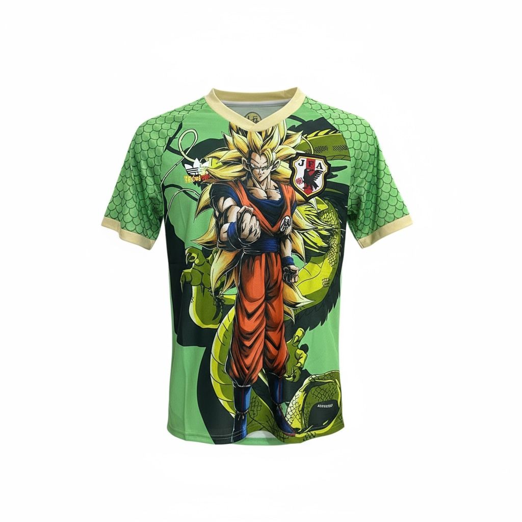 CAMISETA CUELLO REDONDO EQUIPO SOCCER JAPON VERDE GOKU HOMBRE