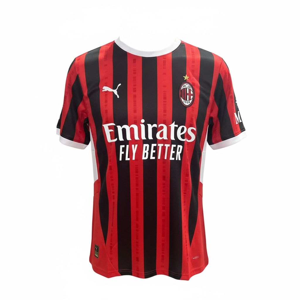 CAMISETA CUELLO REDONDO EQUIPO SOCCER MILAN ROJA Y NEGRO HOMBRE