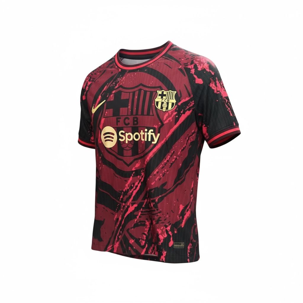 CAMISETA CUELLO REDONDO EQUIPO SOCCER BARCELONA OCRE Y NEGRA HOMBRE