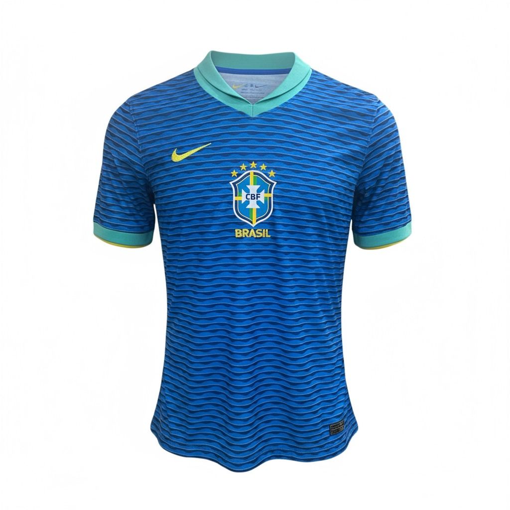 CAMISETA CUELLO V EQUIPO SOCCER BRASIL AZUL Y CELESTE HOMBRE