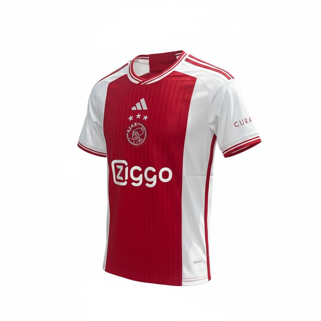 CAMISETA CUELLO V EQUIPO SOCCER AJAX AMSTERDAM ROJO Y BLANCO HOMBRE
