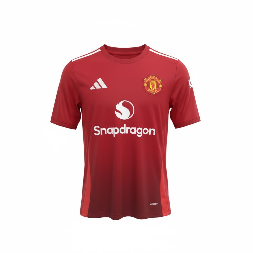 CAMISETA CUELLO V EQUIPO SOCCER MANCHESTER UNITED ROJO Y BLANCO HOMBRE
