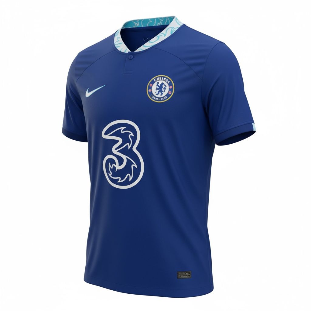 CAMISETA CUELLO V EQUIPO SOCCER CHELSEA AZUL Y CELESTE HOMBRE