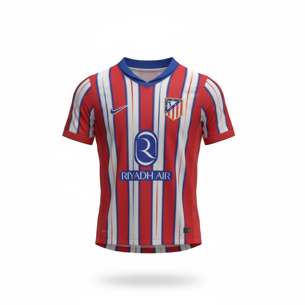 CAMISETA CUELLO V EQUIPO SOCCER CLUB ATLETICO DE MADRID AZUL Y BLANCA HOMBRE