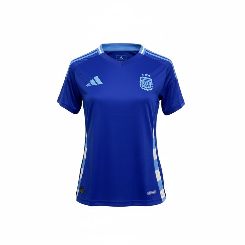 CAMISETA CUELLO V EQUIPO SOCCER ARGENTINA AZUL Y CELESTE MUJER