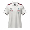 CAMISETA F1 MERCEDES AMG PETRONAS SPORT COLOR BLANCO LINEAS ROJAS Y AZUL EN HOMBROS