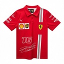 CAMISETA F1 SPORT MARCA PUMA UPS #16 COLOR ROJO 2 BOTONES FRANJA BLANCA COSTADO