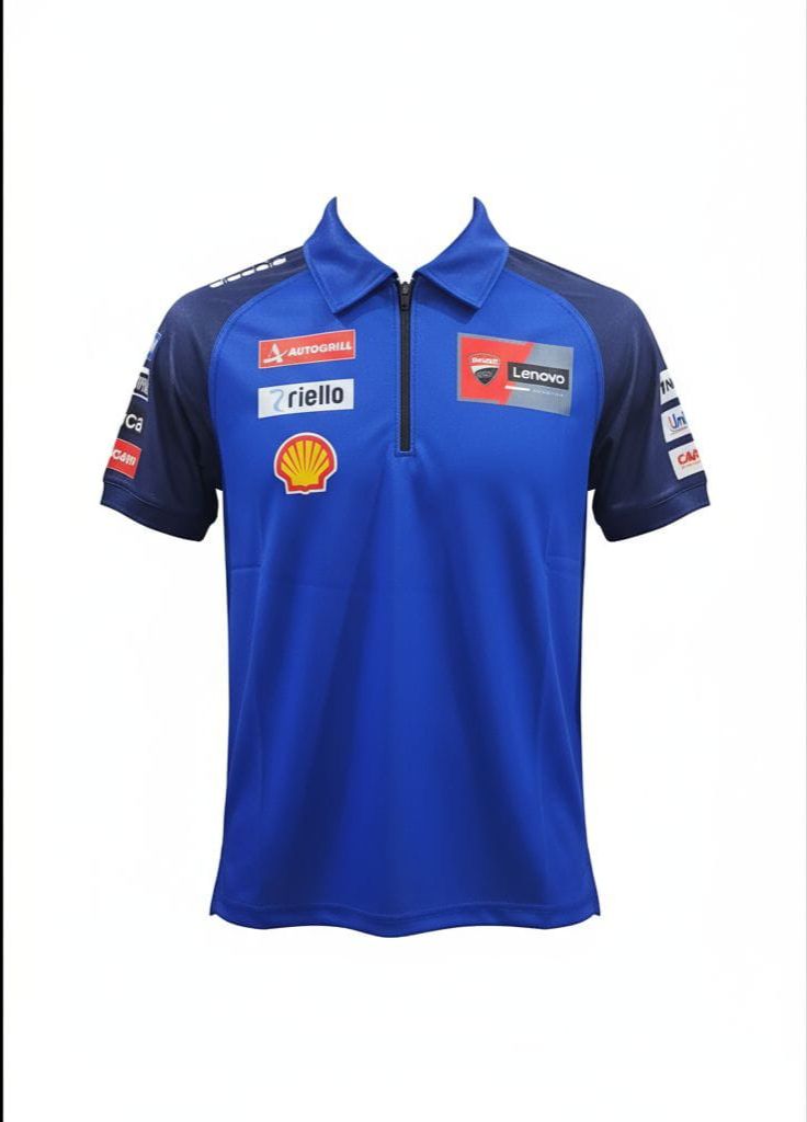 CAMISETA F1 SPORT DUCATI COLOR AZUL Y MANGA COLOR NEGRO COLORES BANDERA DE MEXICO ATRAS