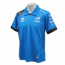CAMISETA F1 SPORT MARCA KAPPA  CON ZIPPER COLOR CELESTE Y FRANJA NEGRA EN HOMBRO