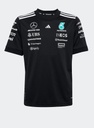 CAMISETA FORMULA 1 ADIDAS  CUELLO REDONDO COLOR NEGRO MANGA CORTA CON FRANJAS BLANCAS