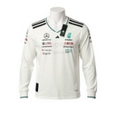 CAMISETA F1 ADIDAS CUELLO V  COLOR BLANCA MANGA LARGA  CON RAYAS VERDE Y NEGRA