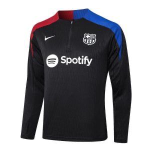 SET DEPORTIVO MANGA LARGA EQUIPO BARCELONA  COLOR NEGRO CON FRANJA AZUL Y ROJA EN CUELLO