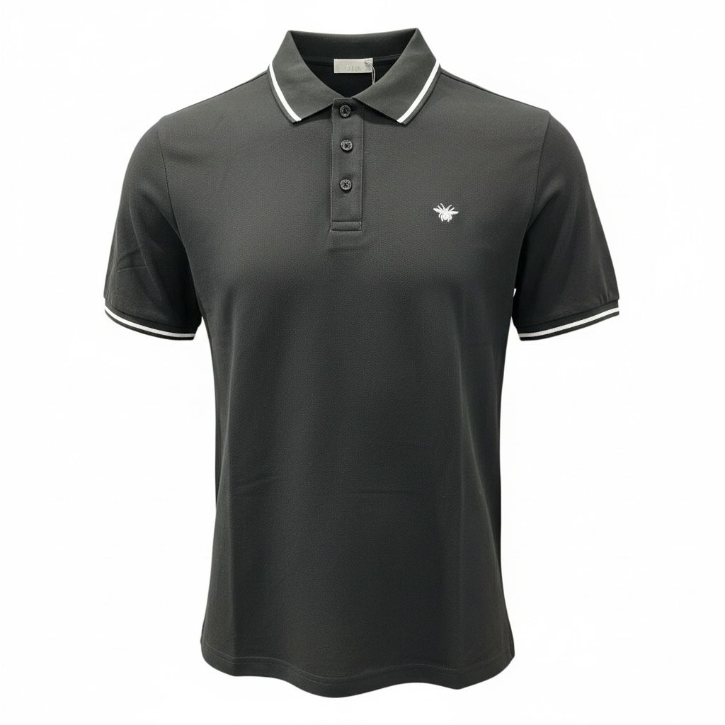 #2 CAMISA DIOR SPORT NEGRA LINEAS BLANCAS EN EL CUELLO