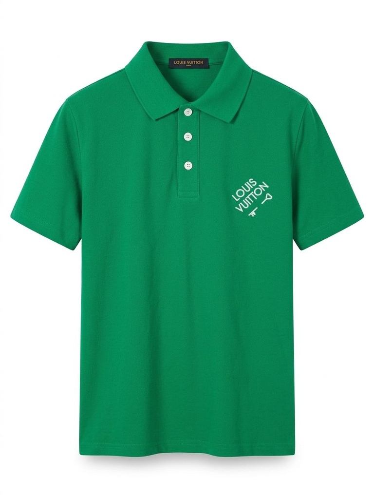#2 CAMISA LOUIS VUITTON VERDE SPORT LETRAS BLANCAS PECHO IZQUIERDO