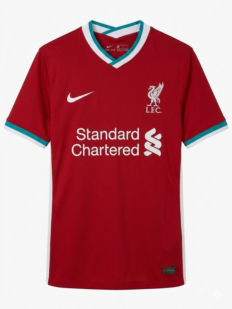 CAMISA EQUIPO LIVERPOOL ROJA CUELLO V BLANCO Y CELESTE