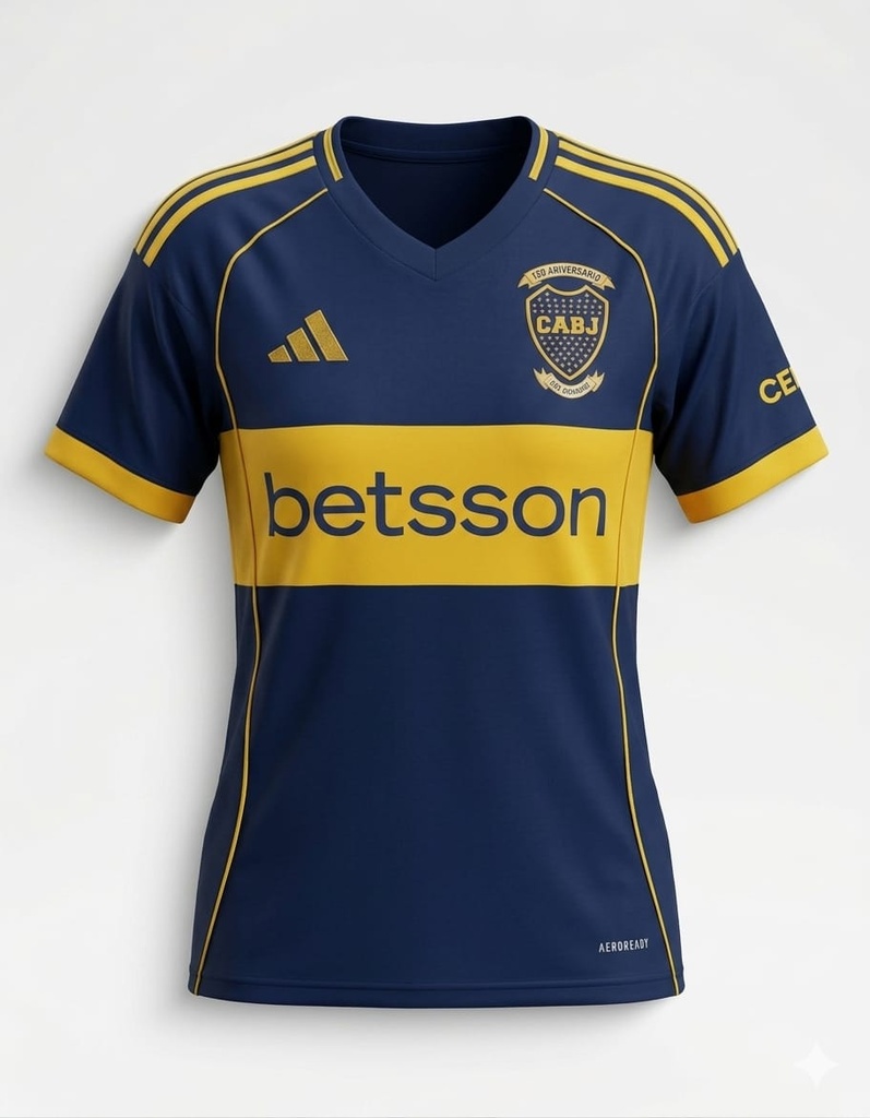 CAMISA EQUIPO BOCA JUNIOR CUELLO V AZUL Y AMARILLO