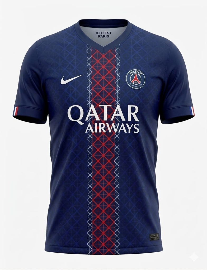 CAMISA EQUIPO SOCCER PARIS SAINT GERMAN CUELLO V BANDERA DE FRANCIA RUEDO DE MANGA