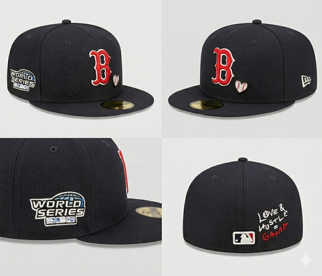 GORRA MLB RED SOX NEGRA Y LETRA B ROJA Y CORAZON