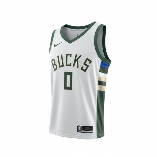 CAMISETA EQUIPO NBA BUCKS BLANCA NUMERO 0