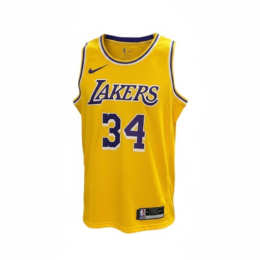 CAMISETA EQUIPO NBA LAKERS AMARILLO NUMERO 34