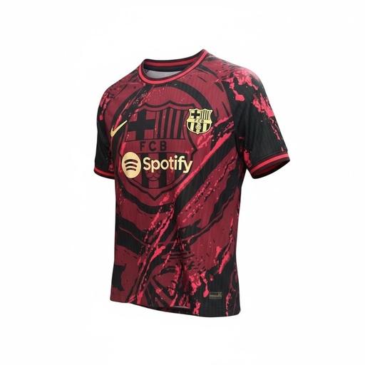 CAMISETA CUELLO REDONDO EQUIPO SOCCER BARCELONA OCRE Y NEGRA HOMBRE