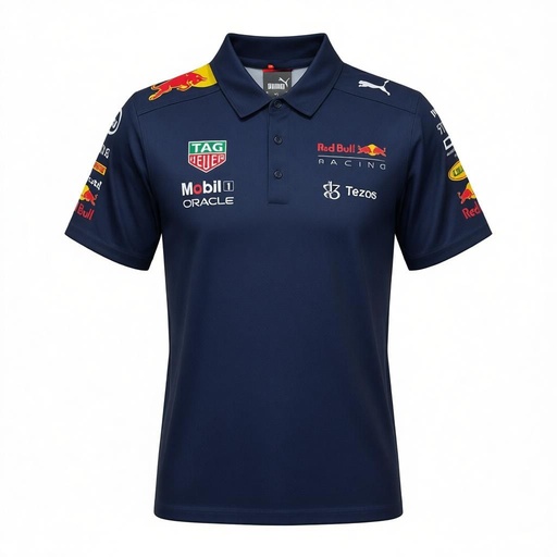 CAMISETA F1 MARCA PUMA SPORT COLOR AZUL MARINO  Y LOGO DE TORO ROJO ATRAS